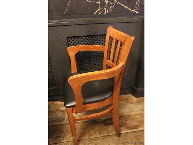 Eetkamerstoelen met armleuning, hout/leder bekleed - 6 stuks - afbeelding 4 van  5