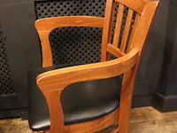 Eetkamerstoelen met armleuning, hout/leder bekleed - 6 stuks - afbeelding 4 van  5