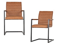 Eetkamerstoelen woood, bas set van 2, cognac - afbeelding 1 van  3
