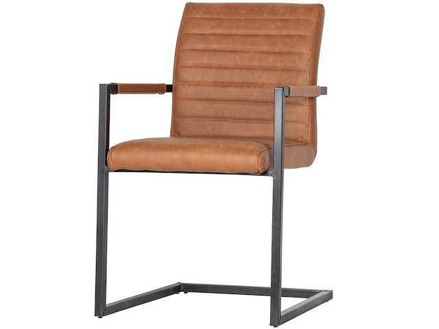 Eetkamerstoelen woood, bas set van 2, cognac - afbeelding 2 van  3