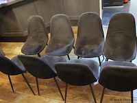 Eetkamerstoelen, zwart gestoffeerd - 8 stuks - afbeelding 1 van  4