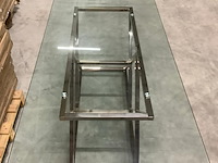 Eetkamertafel 180x90x75, rosé golden / clear, metaal / glas - afbeelding 1 van  3