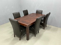 Eetkamertafel 190x100x77,5 cm en stoelen 54x44x100 cm (7x) - afbeelding 1 van  12