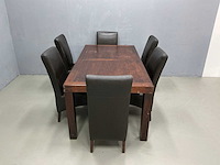 Eetkamertafel 190x100x77,5 cm en stoelen 54x44x100 cm (7x) - afbeelding 6 van  12