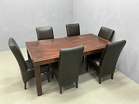 Eetkamertafel 190x100x77,5 cm en stoelen 54x44x100 cm (7x) - afbeelding 7 van  12