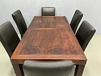 Eetkamertafel 190x100x77,5 cm en stoelen 54x44x100 cm (7x) - afbeelding 8 van  12