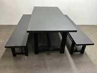 Eetkamertafel 200x90x75 cm met banken - afbeelding 1 van  7