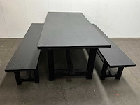 Eetkamertafel 200x90x75 cm met banken - afbeelding 2 van  7