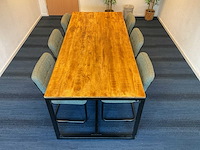 Eetkamertafel 220x95x57 cm en zes eetkamerstoelen - afbeelding 2 van  7