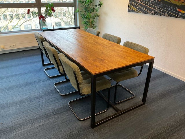 Eetkamertafel 220x95x57 cm en zes eetkamerstoelen - afbeelding 4 van  7