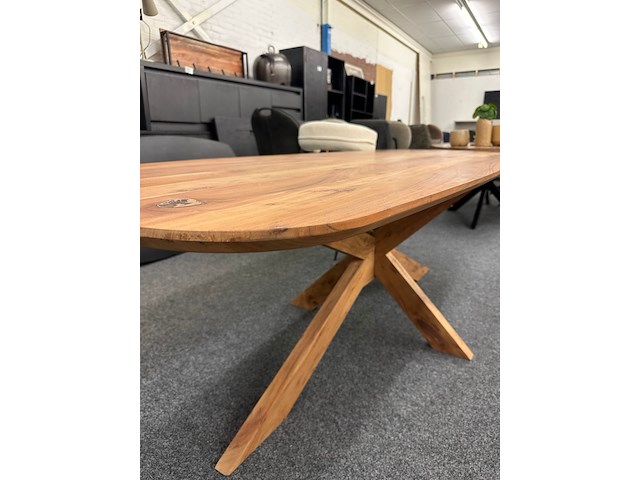 Eetkamertafel acacia deensovaal 240cm, eleonora, naturel - afbeelding 2 van  5