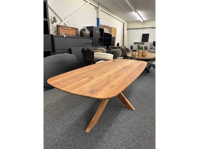Eetkamertafel acacia deensovaal 240cm, eleonora, naturel - afbeelding 3 van  5