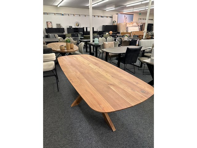 Eetkamertafel acacia deensovaal 240cm, eleonora, naturel - afbeelding 4 van  5