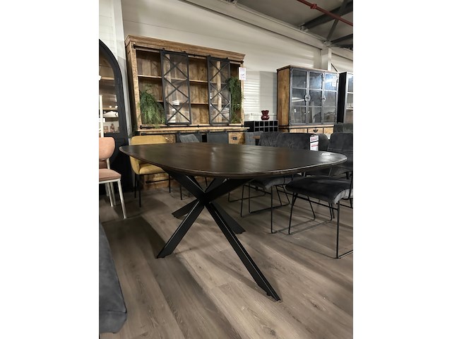 Eetkamertafel alexandra deens ovaal 200cm, mango, zwart - afbeelding 1 van  6