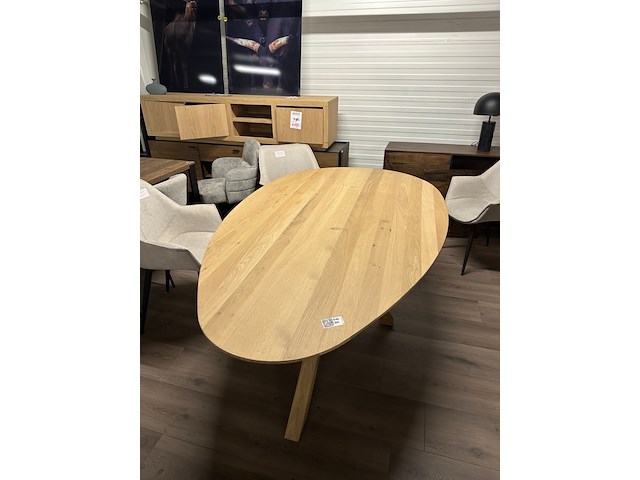 Eetkamertafel druppel 210cm, eiken, gelakt - afbeelding 5 van  5