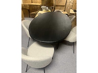 Eetkamertafel eiken beige ovaal 200 x 110 x 78 cm, plus 6 x stoel bouclé - afbeelding 2 van  5