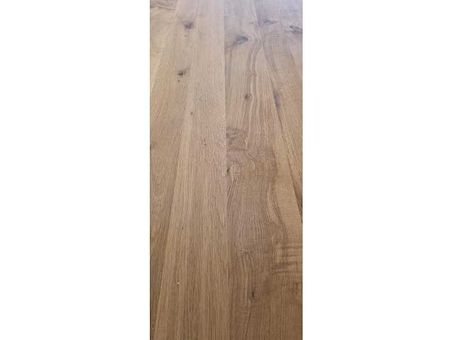 Eetkamertafel eiken massief boomkant 220x100x80cm opdik 6cm kleur naturel met eiken spinpoot eiken 10x10 cm excl stoelen - afbeelding 2 van  2