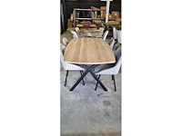 Eetkamertafel, eiken massief deens ovaal verjongd, x-poten 200x100x78cm let op excl stoelen - afbeelding 2 van  3