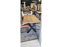 Eetkamertafel eiken massief recht, x-poot diamant 200x100x76 excl stoelen - afbeelding 2 van  3