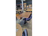 Eetkamertafel, eiken recht 200x100x78 donker bruin, metaal spinpoot excl stoelen - afbeelding 4 van  4