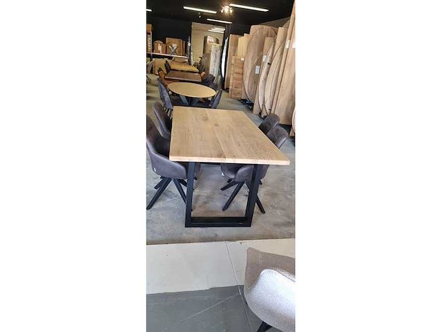 Eetkamertafel eiken recht u-poten 180x100x78cm - afbeelding 1 van  4