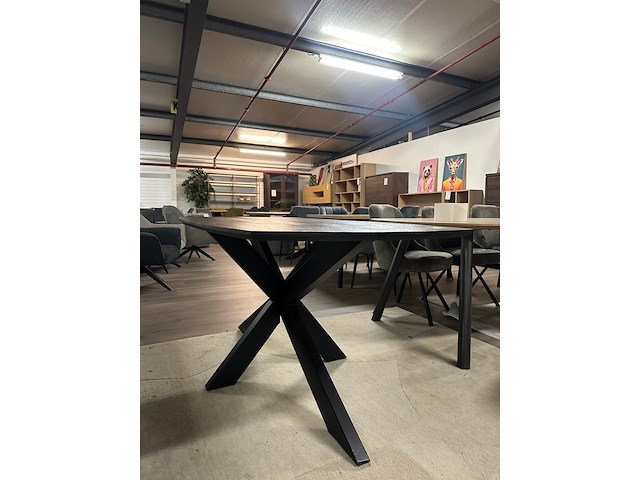 Eetkamertafel mango deens ovaal 160cm, zwart - afbeelding 3 van  5