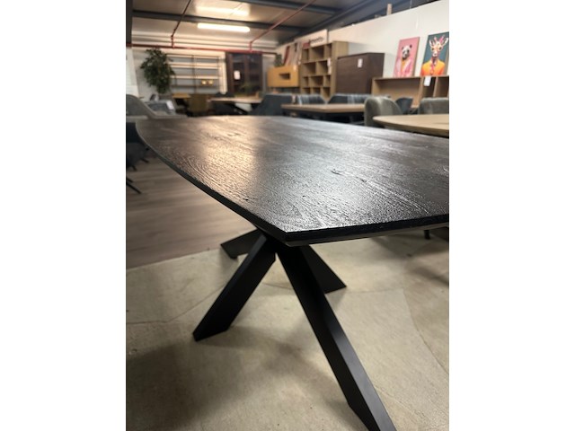 Eetkamertafel mango deens ovaal 160cm, zwart - afbeelding 4 van  5
