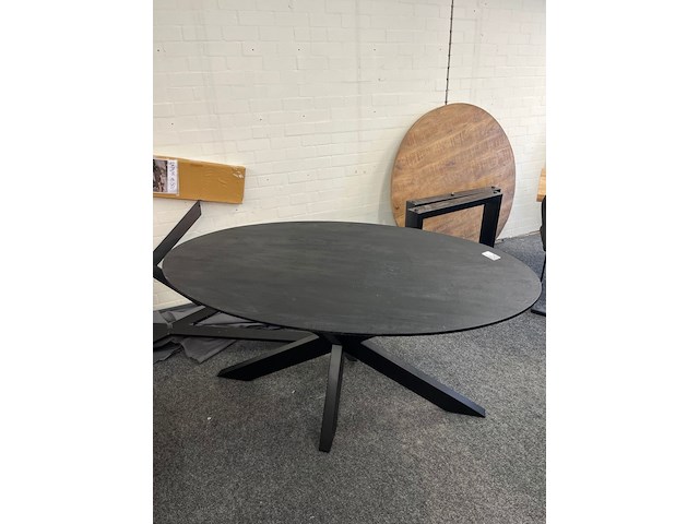 Eetkamertafel mango milaan 160cm, zwart - afbeelding 1 van  4