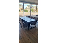 Eetkamertafel mango recht zwart systeem poot 220x100x78cm - afbeelding 1 van  4