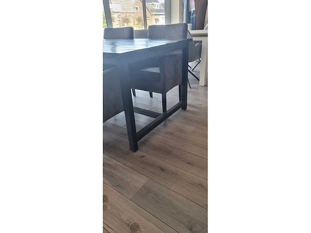 Eetkamertafel mango recht zwart systeem poot 220x100x78cm - afbeelding 2 van  4