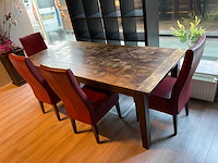 Eetkamertafel met 4 lederlook stoelen - afbeelding 2 van  7