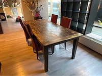 Eetkamertafel met 4 lederlook stoelen - afbeelding 3 van  7