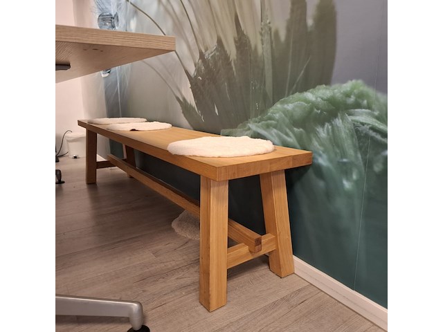 Eetkamertafel met 7x diverse stoel en zitbankje - afbeelding 7 van  7