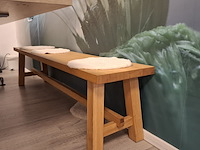 Eetkamertafel met 7x diverse stoel en zitbankje - afbeelding 7 van  7