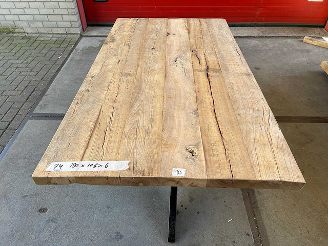 Eetkamertafel oud eiken 190 x 105cm - afbeelding 1 van  5