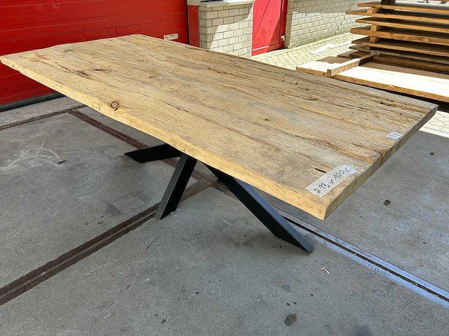Eetkamertafel oud eiken 213 x 100cm - afbeelding 2 van  5