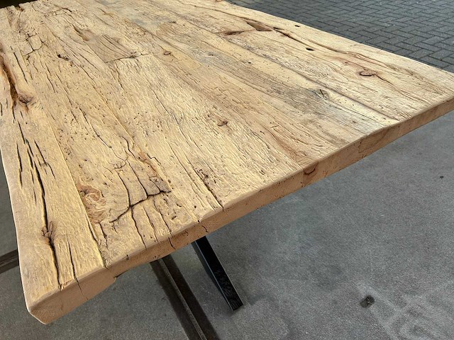 Eetkamertafel oud eiken 213 x 100cm - afbeelding 4 van  5