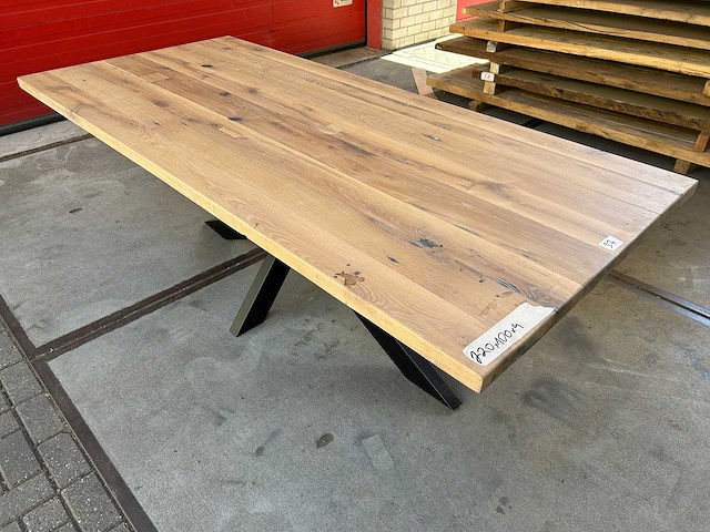 Eetkamertafel oud eiken 220 x 100cm - afbeelding 2 van  5