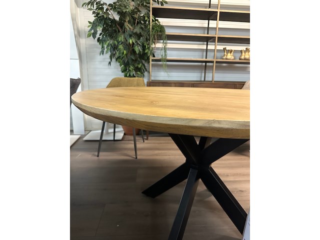 Eetkamertafel rond mango 120cm, mango, naturel - afbeelding 2 van  6