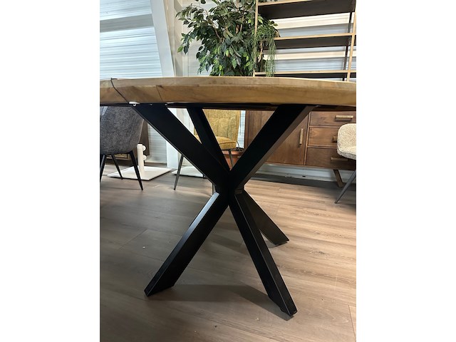 Eetkamertafel rond mango 120cm, mango, naturel - afbeelding 3 van  6