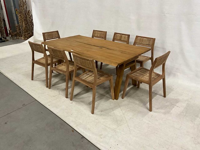 Eetkamertafel set met 8 stoelen - afbeelding 2 van  4