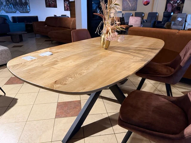 Eetkamertafel, zwart metalen spinpoot mango - afbeelding 3 van  5