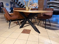 Eetkamertafel, zwart metalen spinpoot mango - afbeelding 4 van  5