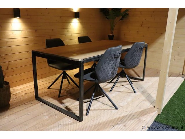 Eettafel - 200x100x80cm, incl. 4 eettafelstoelen - afbeelding 1 van  6