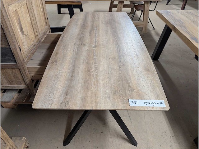 Eettafel 190 x 90 x 76cm. metaal y onderstel. - afbeelding 3 van  3