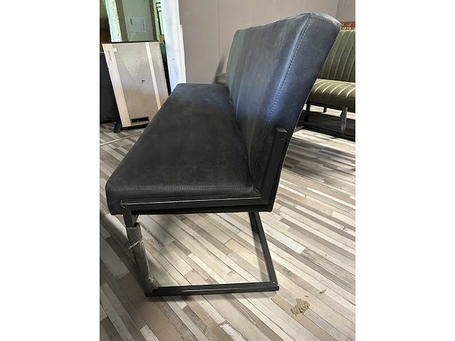 Eettafel bank 180x55x55 leder zwart - afbeelding 1 van  2