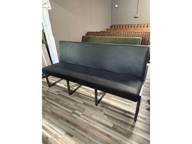 Eettafel bank 180x55x55 leder zwart - afbeelding 2 van  2