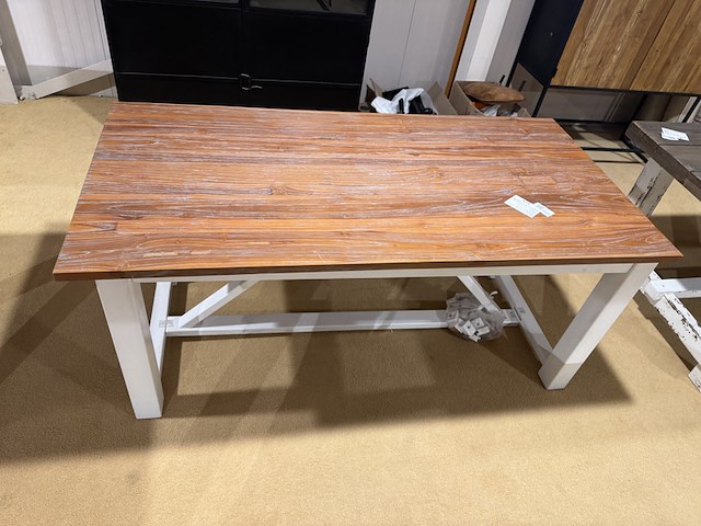 Eettafel, bruin + wit - afbeelding 3 van  4