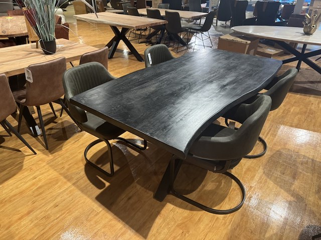 Eettafel, bruuts, live edge, zwart - afbeelding 3 van  5