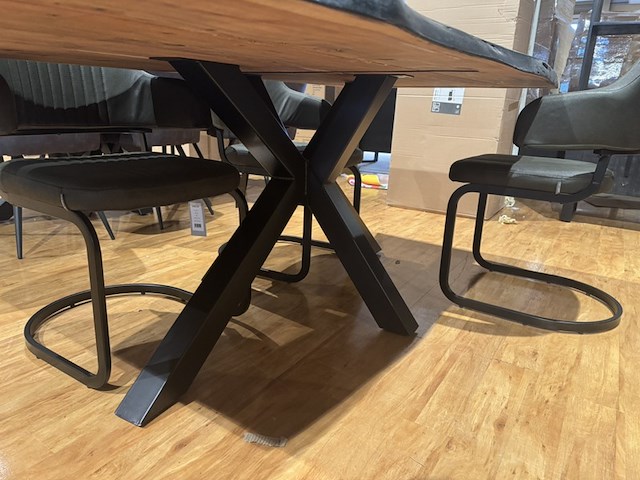 Eettafel, bruuts, live edge, zwart - afbeelding 5 van  5